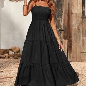 Joie Linen Black Strapless Tiered Dress